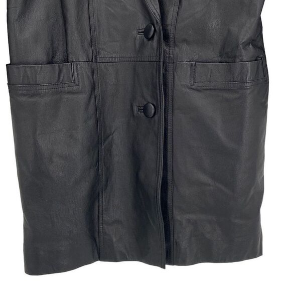 N.Y.D.A. New York Direct Action Vintage Y2K 100% Leather Coat Black Small - Picture 4 of 12